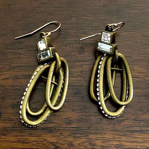 SILPADA Modern Maven Brass Drop Earrings With Swarovski Crystals NIB - Picture 14 of 14